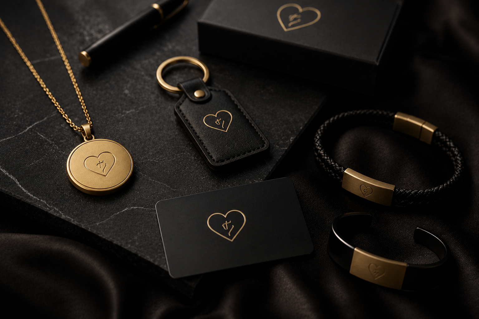 Collection of HavenTap pendants, cards, bracelets, and keychains